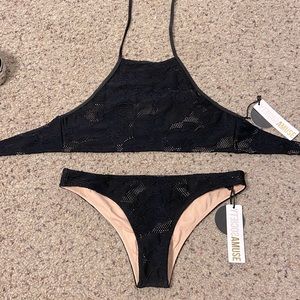 Amuse Society black lace bikini with nude lining